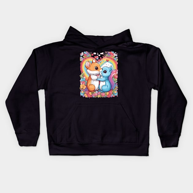 Romantic Couple Squirrel Kids Hoodie by animegirlnft